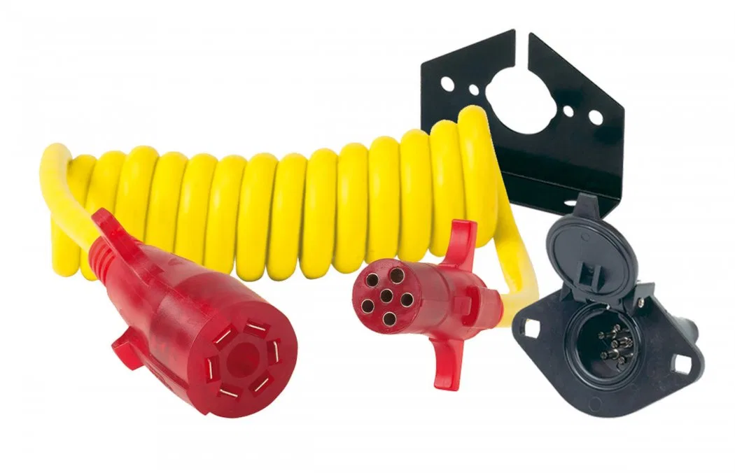 47054 – HOPKINS Trailer Wiring Connector Adapter, 7-Way Blade To 6-Way Pin With Nite Glow ™ 8 Foot Stretch Flex-Coil ...